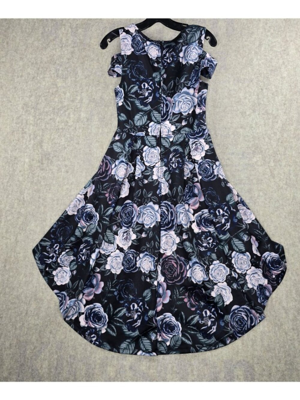 Charlotte Russe Womens Floral High-Low Black/Purple Dress Size M Fit & Flare - Picture 2 of 9